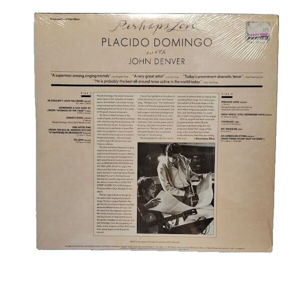 Placido Domingo with John Denver Perhaps Love Vinyl Record LP Album Unopened '81 - Picture 2 of 4